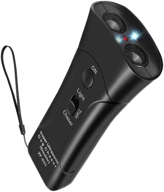 Ultrasonic anti Barking Control Device Pet Trainer Handheld Dog Bark Control Training Multi-Functions Silent Commands with LED Flashlight and Strap for Pet Indoors and Outdoors