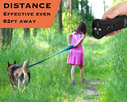 Ultrasonic anti Barking Control Device Pet Trainer Handheld Dog Bark Control Training Multi-Functions Silent Commands with LED Flashlight and Strap for Pet Indoors and Outdoors