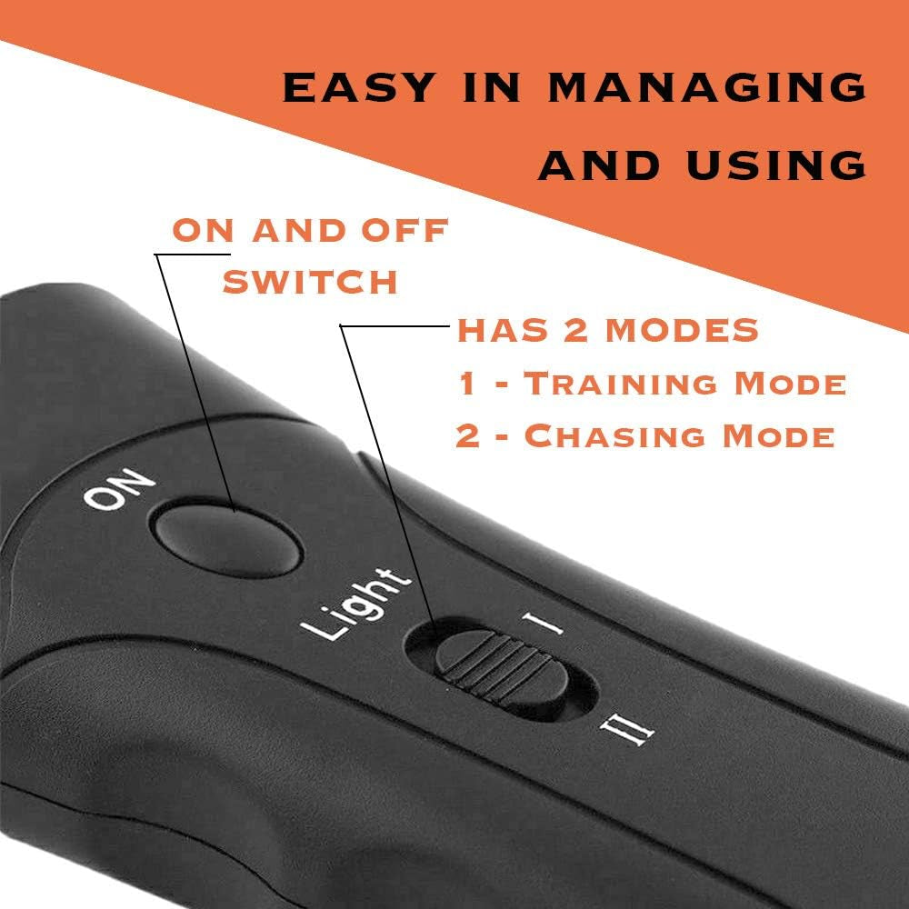 Ultrasonic anti Barking Control Device Pet Trainer Handheld Dog Bark Control Training Multi-Functions Silent Commands with LED Flashlight and Strap for Pet Indoors and Outdoors