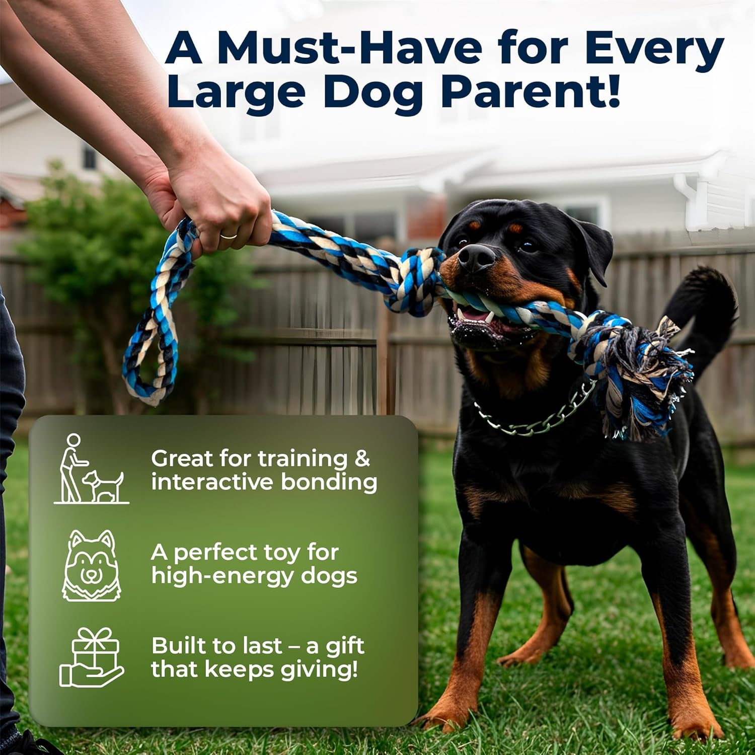 Large Dog Rope Toy for Aggressive Chewers - 23.5" Giant Dog Tug of War Toy for Large Breeds - Durable Big Pull Rope for Teething Puppies and Heavy Duty Chewers