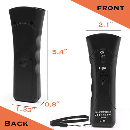 Ultrasonic anti Barking Control Device Pet Trainer Handheld Dog Bark Control Training Multi-Functions Silent Commands with LED Flashlight and Strap for Pet Indoors and Outdoors